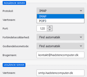 De mest anvendte mailservere imap og pop 3 indstillinger i thunderbird